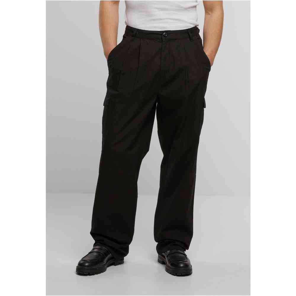 Urban Classics - Wide Pleated Cargobroek - Zwart